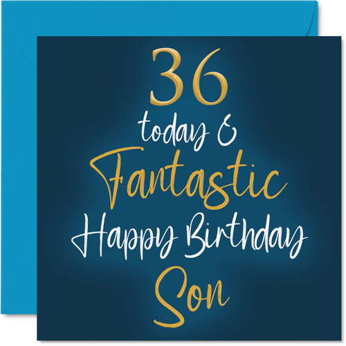 Fantastic 36th Birthday Cards for Son - 36 Today & Fantastic - Happy Birthday Card for Son from Mom or Dad, Son Birthday Gifts, 5.7 x 5.7 Inch Birthday Greeting Cards Gift for Son