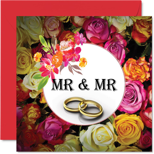 Stuff4 Sweet LGBT Gay Wedding Card - Roses of Joy - Happy Wedding Day Cards, Congrats Well Done Just Married Card, 5.7 x 5.7 Inch Marriage Wedding Greeting Cards for Couples Stuff4 Sweet LGBT Gay Wedding Card - Roses of Joy - Happy Wedding Day Cards, Congrats Well Done Just Married Card, 5.7 x 5.7 Inch Marriage Wedding Greeting Cards for Couples