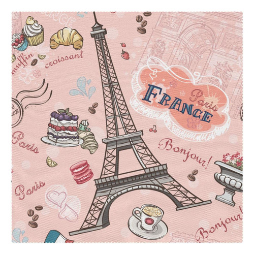 Square Placemats Set, Dining Table Placemat, Washable Place Mats, Effiel Tower France Pink Cake Retro Square Placemats Set, Dining Table Placemat, Washable Place Mats, Effiel Tower France Pink Cake Retro