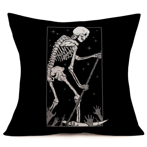 Doitely Halloween Skull Pillow Covers 24x24 Inches Square Cotton Linen Goth Decor Black Skeleton Rowing A Boat Decoration Throw Pillow Case Cushion Cover for Kitchen Sofa (Skeleton, 24x24)