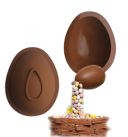 2 Pack Easter Egg Chocolate Molds, Egg Mold Silicone, XL 3D Large Egg Shaped Easter Chocolate Molds Non-Stick Egg Mold for Easter Decorations, Mousse Cake, Dessert Baking
