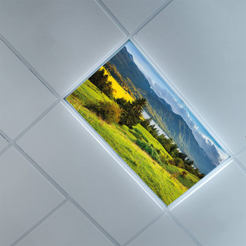Fluorescent Light Covers for Ceiling Light Diffuser Panels-Landscape Pattern-Light Filters Ceiling LED Ceiling Light Covers-2ft x 4ft Drop Ceiling Fluorescent Decorative,Yellow Green Blue