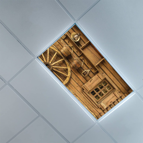 Fluorescent Light Covers for Classroom Office-Western Pattern-Light Filters Ceiling LED Ceiling Light Covers-Office & Classroom Decorations,Brown Beige