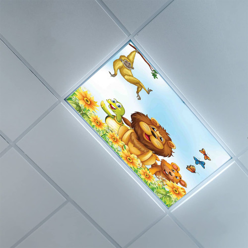 Fluorescent Light Covers for Classroom Office-Cartoon Pattern-Light Filters Ceiling LED Ceiling Light Covers-2ft x 4ft Drop Ceiling Fluorescent Decorative,Orange Blue Yellow