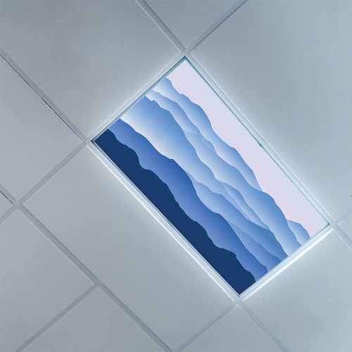 Fluorescent Light Covers for Classroom Office-Mountain Pattern-Light Filters Ceiling LED Ceiling Light Covers-2ft x 4ft Drop Ceiling Fluorescent Decorative,Blue