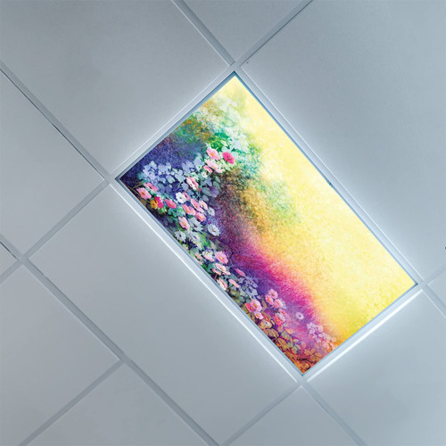 Fluorescent Light Covers for Ceiling Light Diffuser Panels-Flower pattern-Light Filters Ceiling LED Ceiling Light Covers-2ft x 4ft Drop Ceiling Fluorescent Decorative,Multicolor Purple Yellow