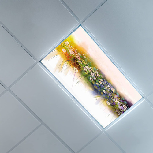 Fluorescent Light Covers for Ceiling Light Diffuser Panels-Flower Pattern-Light Filters Ceiling LED Ceiling Light Covers-2ft x 4ft Drop Ceiling Fluorescent Decorative,Multicolor