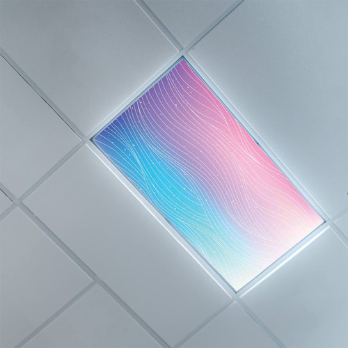Lorougei Fluorescent Light Covers for Classroom Office-Abstract Pattern-Light Filters Ceiling LED Ceiling Light Covers-2ft x 4ft Drop Ceiling Fluorescent Decorative,Pale Pink Pale Blue