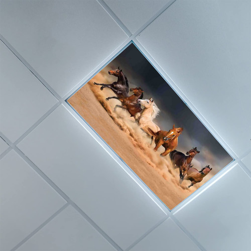 Fluorescent Light Covers for Classroom Office-Horse Pattern-Light Filters Ceiling LED Ceiling Light Covers-2ft x 4ft Drop Ceiling Fluorescent Decorative,Brown Sand Brown Pale