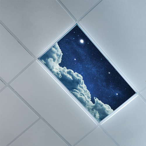 Fluorescent Light Covers for Ceiling Light Diffuser Panels-Night Sky Pattern-Light Filters Ceiling LED Ceiling Light Covers-2ft x 4ft Drop Ceiling Fluorescent Decorative,Dark Sky Blue Pale