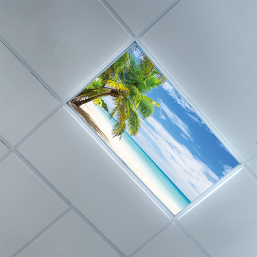 Fluorescent Light Covers for Classroom Office-Beach Pattern-Light Filters Ceiling LED Ceiling Light Covers-2ft x 4ft Drop Ceiling Fluorescent Decorative,Azure Blue Lime Green