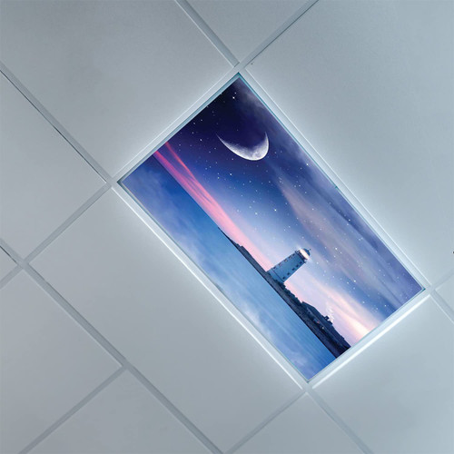 Fluorescent Light Covers for Classroom Office-Lighthouse Pattern-Light Filters Ceiling LED Ceiling Light Covers-2ft x 4ft Drop Ceiling Fluorescent Decorative,Blue Pink