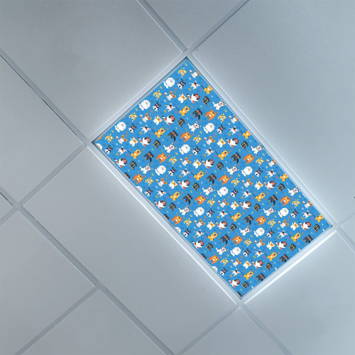 Fluorescent Light Covers for Classroom Office-Dogs Pattern-Light Filters Ceiling LED Ceiling Light Covers-2ft x 4ft Drop Ceiling Fluorescent Decorative,Multicolor