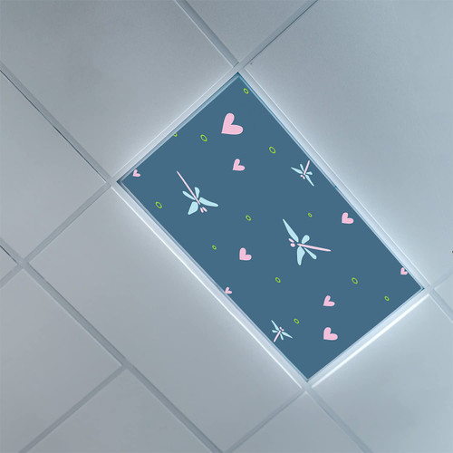 Fluorescent Light Covers for Ceiling Light Diffuser Panels-Dragonfly Pattern-Light Filters Ceiling LED Ceiling Light Covers-2ft x 4ft Drop Ceiling Fluorescent Decorative,Slate Blue Multicolor
