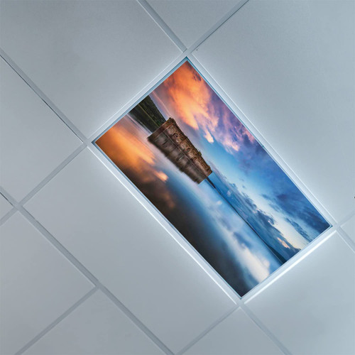 Fluorescent Light Covers for Ceiling Light Diffuser Panels-Rustic Pattern-Light Filters Ceiling LED Ceiling Light Covers-2ft x 4ft Drop Ceiling Fluorescent Decorative,Orange Blue