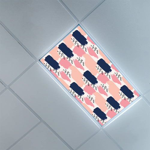 Fluorescent Light Covers for Classroom Office-Navy and Blush Pattern-Light Filters Ceiling LED Ceiling Light Covers-2ft x 4ft Drop Ceiling Fluorescent Decorative,Multicolor