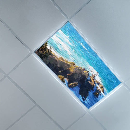 Fluorescent Light Covers for Classroom Office-Country Pattern-Light Filters Ceiling LED Ceiling Light Covers-2ft x 4ft Drop Ceiling Fluorescent Decorative,Brown Navy