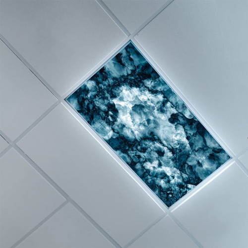 Fluorescent Light Covers for Classroom Office-Marble Pattern-Light Filters Ceiling LED Ceiling Light Covers-2ft x 4ft Drop Ceiling Fluorescent Decorative,Blue
