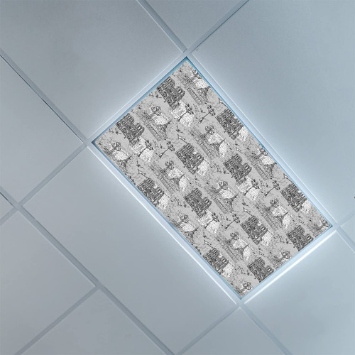 Fluorescent Light Covers for Ceiling Light Diffuser Panels-Paris Pattern-Light Filters Ceiling LED Ceiling Light Covers-2ft x 4ft Drop Ceiling Fluorescent Decorative,White Black Grey