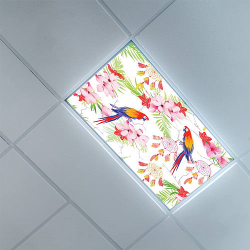 Fluorescent Light Covers for Ceiling Light Diffuser Panels-Parrot Pattern-Light Filters Ceiling LED Ceiling Light Covers-2ft x 4ft Drop Ceiling Fluorescent Decorative,Multicolor