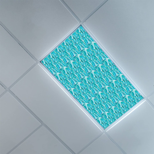 Lorougei Fluorescent Light Covers for Classroom Office-Ocean Pattern-Light Filters Ceiling LED Ceiling Light Covers-2ft x 4ft Drop Ceiling Fluorescent Decorative,Sky Blue and Jade