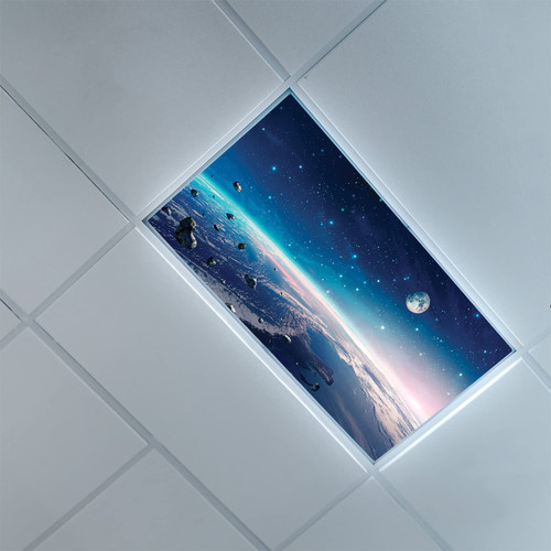 Fluorescent Light Covers for Ceiling Light Diffuser Panels-Universe pattern-Light Filters Ceiling LED Ceiling Light Covers-2ft x 4ft Drop Ceiling Fluorescent Decorative,Dark Violet Blue Multicolor