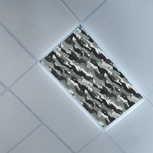 Fluorescent Light Covers for Classroom Office-Horses Pattern-Light Filters Ceiling LED Ceiling Light Covers-2ft x 4ft Drop Ceiling Fluorescent Decorative,Charcoal Grey Grey Black