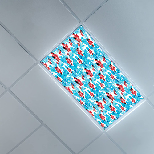 Fluorescent Light Covers for Ceiling Light Diffuser Panels-Luau Pattern-Light Filters Ceiling LED Ceiling Light Covers-2ft x 4ft Drop Ceiling Fluorescent Decorative,Vermilion Sky Blue