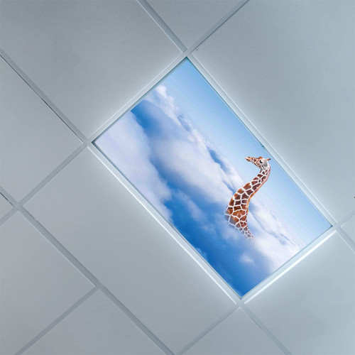 Fluorescent Light Covers for Classroom Office-Giraffe Pattern-Light Filters Ceiling LED Ceiling Light Covers-2ft x 4ft Drop Ceiling Fluorescent Decorative,White Brown