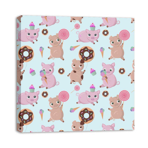 Framed Canvas Wall Art Pigs Donuts Sweets and Cakes Oil Painting Artwork Picture Posters Wall Decor for Living Room Bedroom Bathroom Office Home Decoration