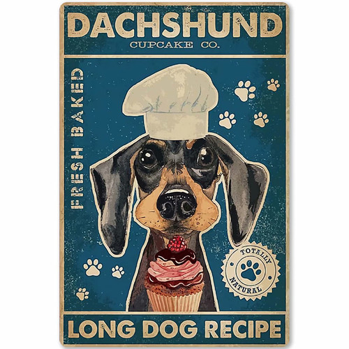 Dachshund Tin Sign Cupcake Poster Bar Cafe Bakery Bathroom Restaurant Garage Family Bedroom Gift Wall Decoration 8x12 Inches
