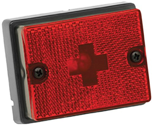 Wesbar 203113 Side Marker/Clearance Light with Reflex Lens, Black Stud-Mount Base, Red