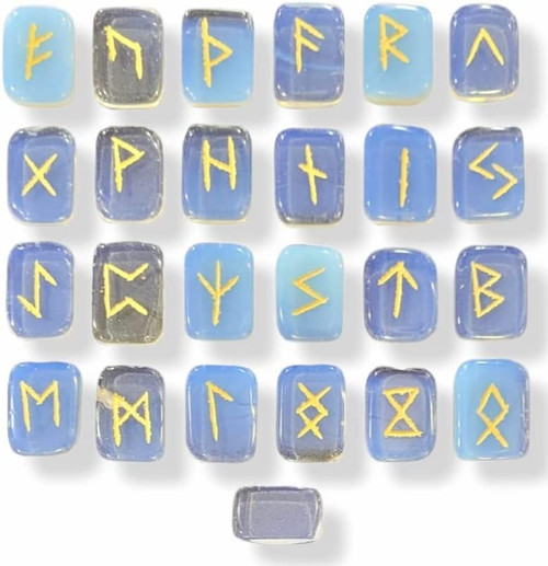 Sharvgun Runes Crystal Rune Stones Set Elder futhark Viking Gemstone Reiki Healing Golden Engraved Runic Alphabets (Rectangle, Black Onyx)