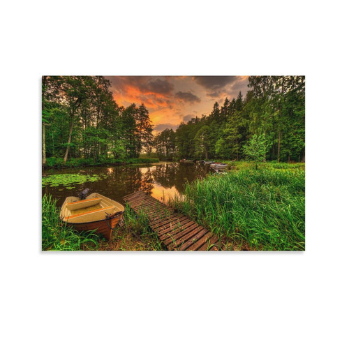 GCOYOZD Nature Landscape Poster with Small Wooden Boat on Swamp Pond Wall Art Paintings Canvas Wall Decor Home Decor Living Room Decor Aesthetic 24x36inch(60x90cm) Unframe-Style GCOYOZD Nature Landscape Poster with Small Wooden Boat on Swamp Pond Wall Art Paintings Canvas Wall Decor Home Decor Living Room Decor Aesthetic 24x36inch(60x90cm) Unframe-Style