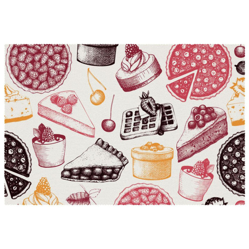 Placemat, Non-Slip Insulation Placemat, Washable Table Mats Set, Cake Farf Cake Fruit Dessert Placemat, Non-Slip Insulation Placemat, Washable Table Mats Set, Cake Farf Cake Fruit Dessert
