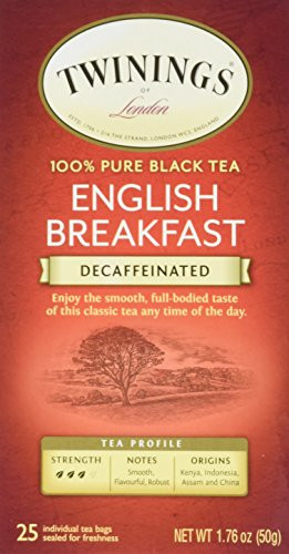 Twinings Classics Naturally Decaffeinated English Breakfast Tea - 25 Tea Bags