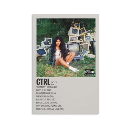 LUOWEI Sza Poster Ctrl Music Album Cover Poster for Room Aesthetic Poster Decorative Painting Canvas Wall Art Living Room Posters Bedroom Painting 16x24inch(40x60cm)