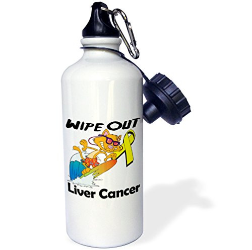 3dRose wb_115182_1"Wipe Out Liver Cancer Awareness Ribbon Cause Design" Sports Water Bottle, 21 oz, White