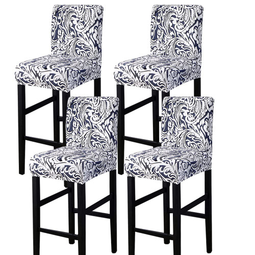 Bar Stool Covers,4 Pack Stretch Bar Stool Covers with Backs Removable Bar Stool Chair Covers Basrstool Covers Slipcovers with Back Pub Counter Height Side Chair Covers with Elastic Bands Gray