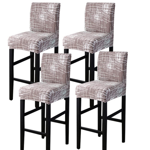 Bar Stool Covers,4 Pack Stretch Bar Stool Covers with Backs Removable Bar Stool Chair Covers Basrstool Covers Slipcovers with Back Pub Counter Height Side Chair Covers with Elastic Bands Gray&White