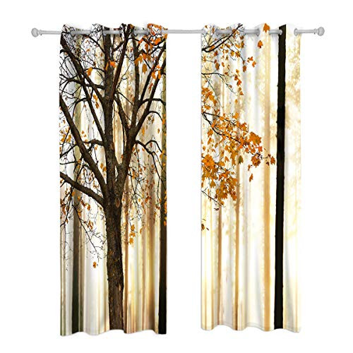 Riyidecor Fall Trees Windows Curtain Blackout Scene Curtains Woodsy Forest Yellow Brown Home Decor Autumn Window Treatments Living Room Bedroom Window Drapes Fabric (2 Panels 52 x 84 Inch) Riyidecor Fall Trees Windows Curtain Blackout Scene Curtains Woodsy Forest Yellow Brown Home Decor Autumn Window Treatments Living Room Bedroom Window Drapes Fabric (2 Panels 52 x 84 Inch)