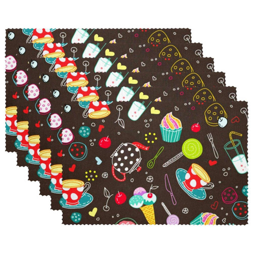 Placemat, Non-Slip Insulation Placemat, Washable Table Mats Set, Ice Cream Donut Cake Kawaii Placemat, Non-Slip Insulation Placemat, Washable Table Mats Set, Ice Cream Donut Cake Kawaii