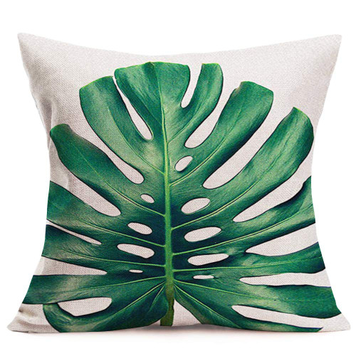 Smilyard Palm Leaves Decorative Throw Pillow Cover Case Tropical Palm Leaves Jungle Leaf Outdoor Home Pillow Cases Cotton Linen 20x20 Inch Summer Rainforest Plant Cushion Cover (Palm, 20"X20")