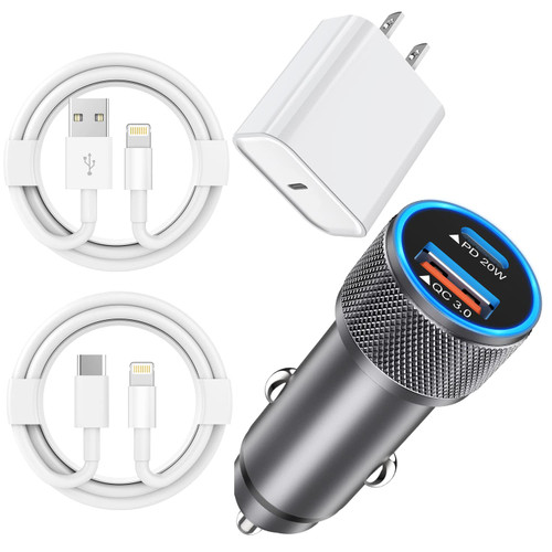 iPhone 13 Fast Car Charger Kit,Dual 38W?Apple MFi Certified? USB C Fast Charging Car iPhone Wall Charger Adapter Block with 2Pack QC&PD3.0 Lightning Cable for iPhone 14 Pro Max/13/12/11/Xs/XR/8/iPad