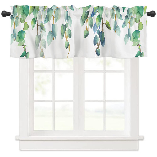 Eucalyptus Valance Curtains for Bedroom Living Room Tropical Green Leaves Roman Shades for Windows Curtains & Drapes Aesthetic Rod Pocket Valances for Kitchen Window Curtains Over Sink 54x18in,1 Panel Eucalyptus Valance Curtains for Bedroom Living Room Tropical Green Leaves Roman Shades for Windows Curtains & Drapes Aesthetic Rod Pocket Valances for Kitchen Window Curtains Over Sink 54x18in,1 Panel