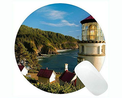 Yanteng Round Mouse Pads,Lighthouse Under Starry Night Sky Mouse pad