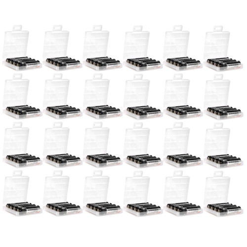 Whizzotech AA/AAA Cell Battery Storage Case/Holder with Charge Reminder Markings Clear Color (24 Pack)