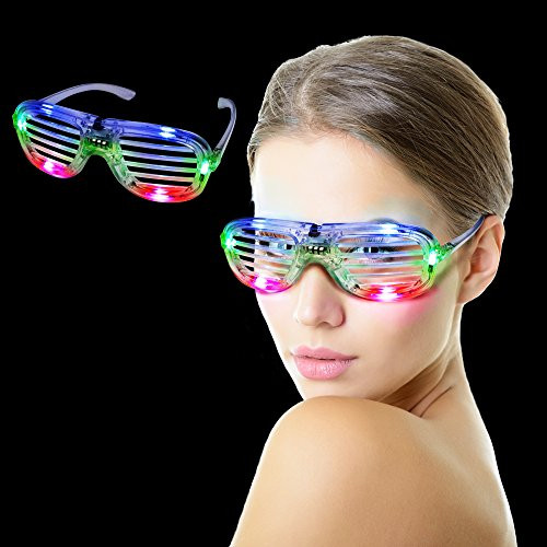Fun Central I460 LED Light Up Slotted Shades, LED Slotted Shades, Slotetd Shades, Glow in the dark Slotted Shades - Multicolor