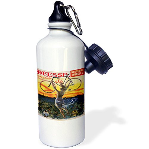 3dRose wb_153245_1"Deesse Nouveaux Models Paris France Bicycles Advertising Poster" Sports Water Bottle, 21 oz, White