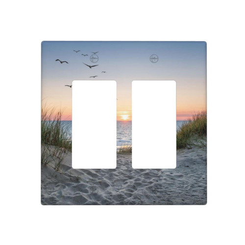 Coastal Beach Rocker Light Switch Cover Double Decorator Switch Plate 2 Gang Wall Plate Decorative Outlet Cover for Bedroom Bathroom, 4.5 x 4.5 Inch Coastal Beach Rocker Light Switch Cover Double Decorator Switch Plate 2 Gang Wall Plate Decorative Outlet Cover for Bedroom Bathroom, 4.5 x 4.5 Inch